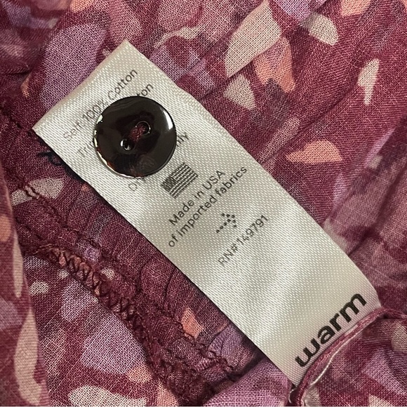 Warm Brand Prairie Midi Dress 3/4 Sleeve Pockets Tired 100% Cotton Size Small - Picture 7 of 9